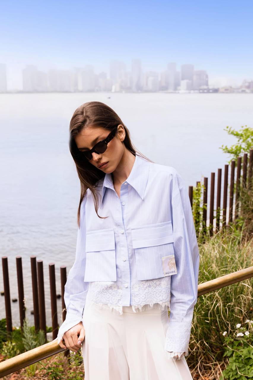 Camisa Listrado Palazzo - Azul/off CAM0052AZ/OFF