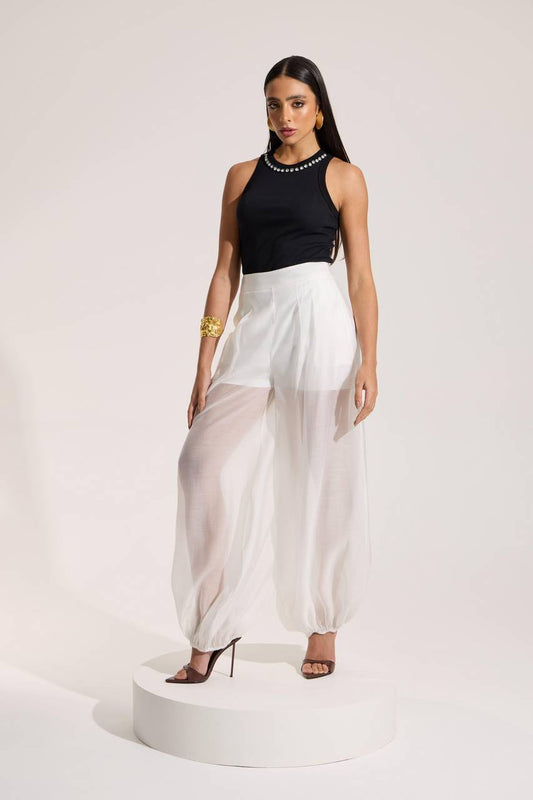 Calça De Organza Aladim - Off White CAL0082OFF