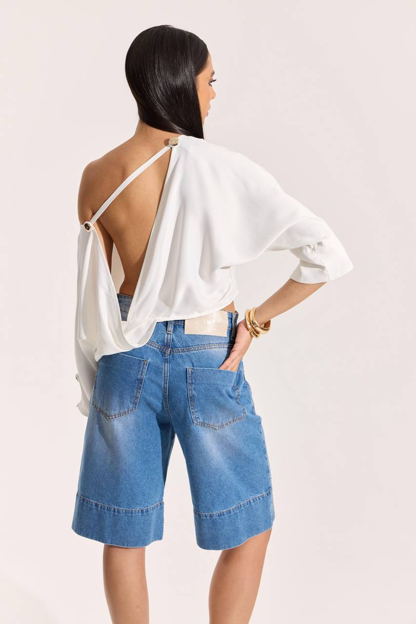 Bermuda Barra Larga Com Transfer - Jeans BER0023JEA