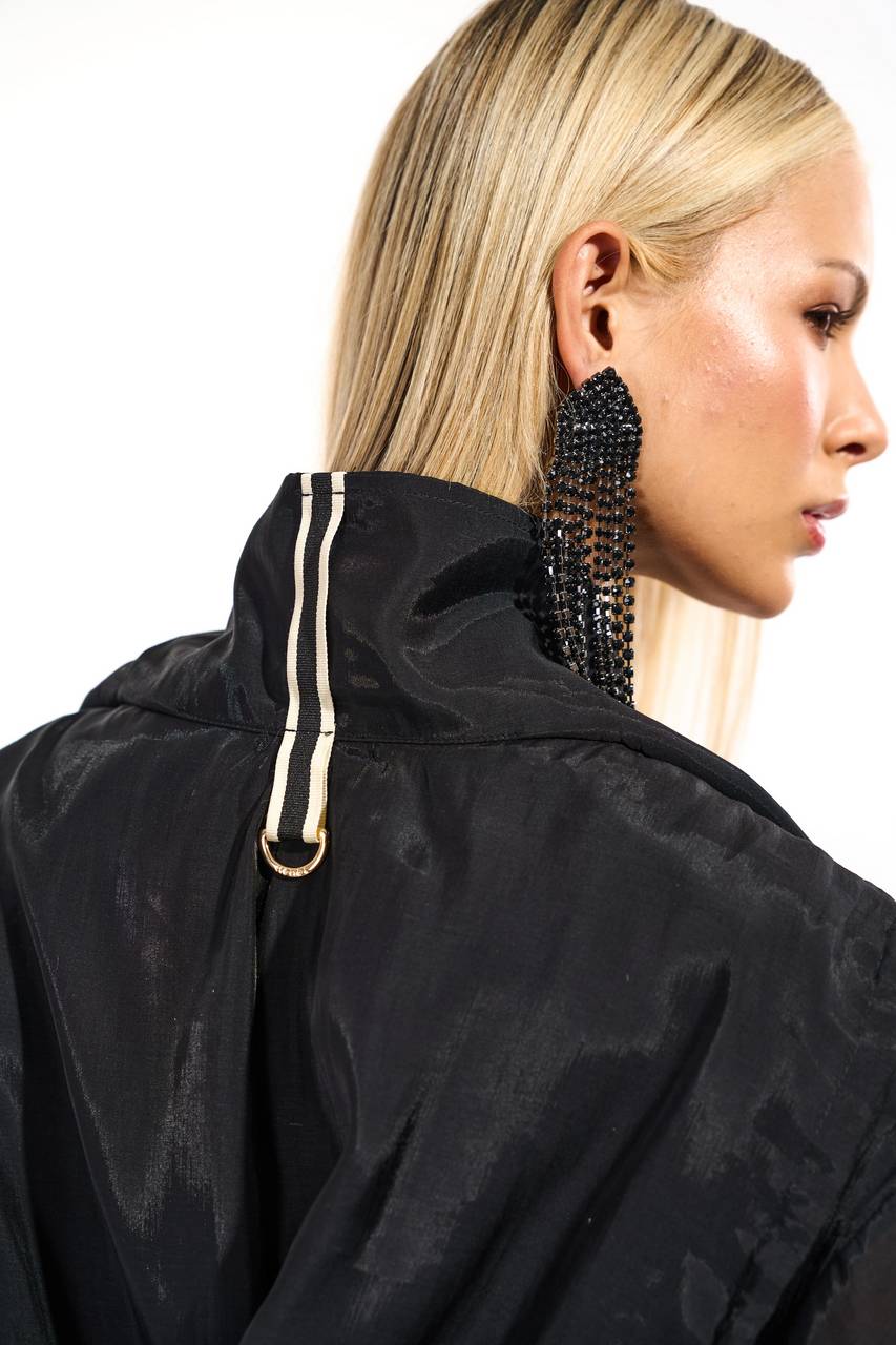 Casaco Trench Coat C/ Capuz Leve Transparência - Preto CAS0017PTO
