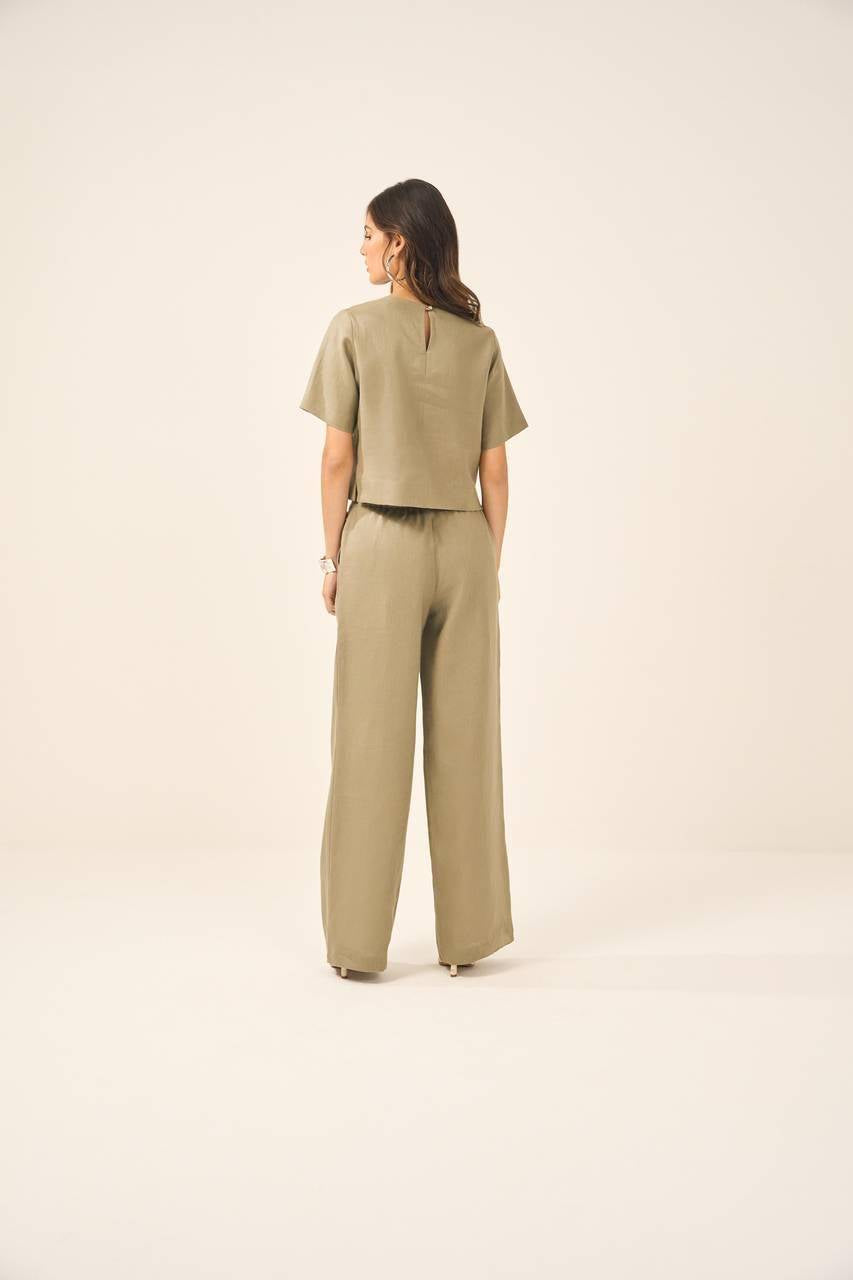 Blusa Cropped Linho - Verde Musgo BLU0002VDMG