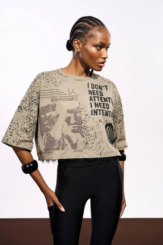 Blusa Algodão Com Renda Na Barra - Verde Militar BLU0141VDMT