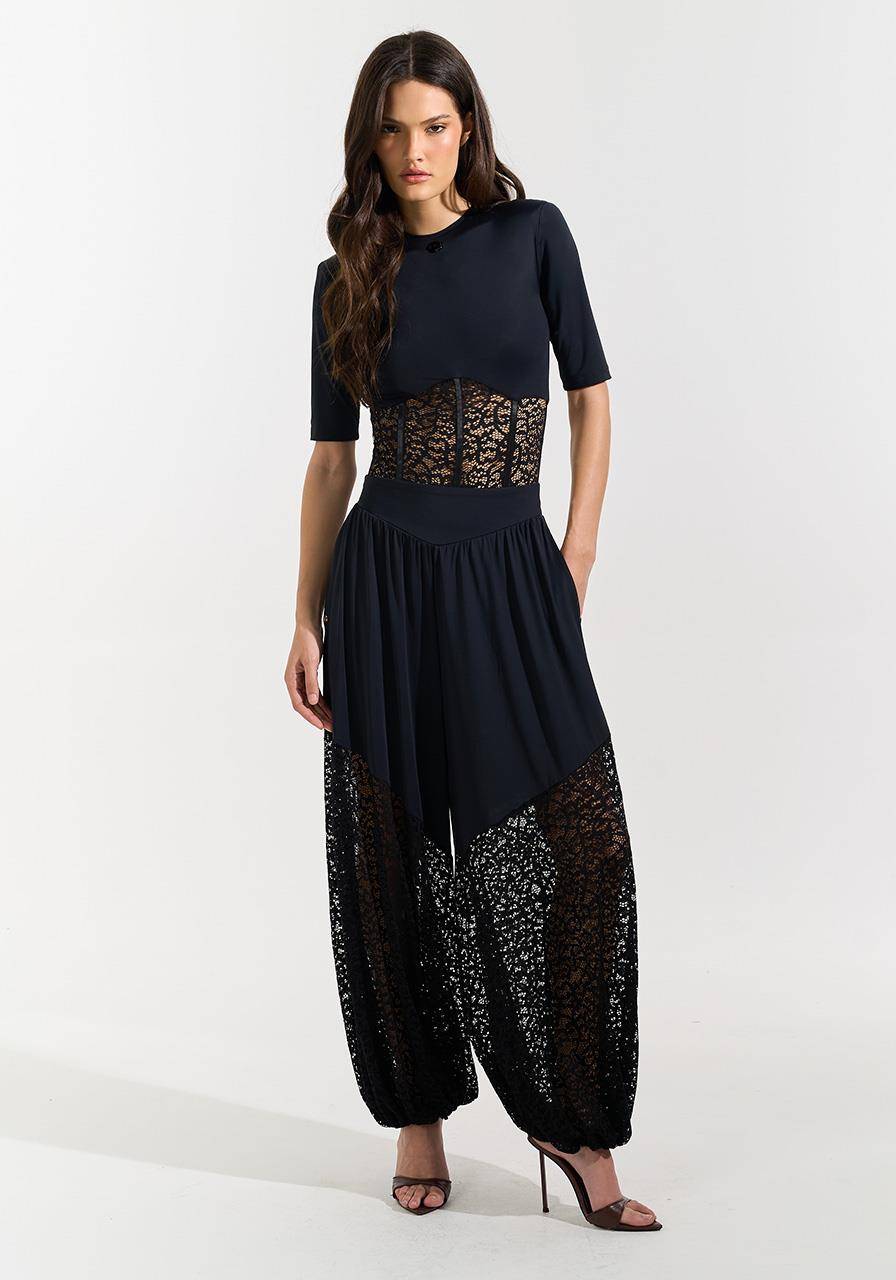Calça Aladim Com Renda - Preto CAL0214PTO
