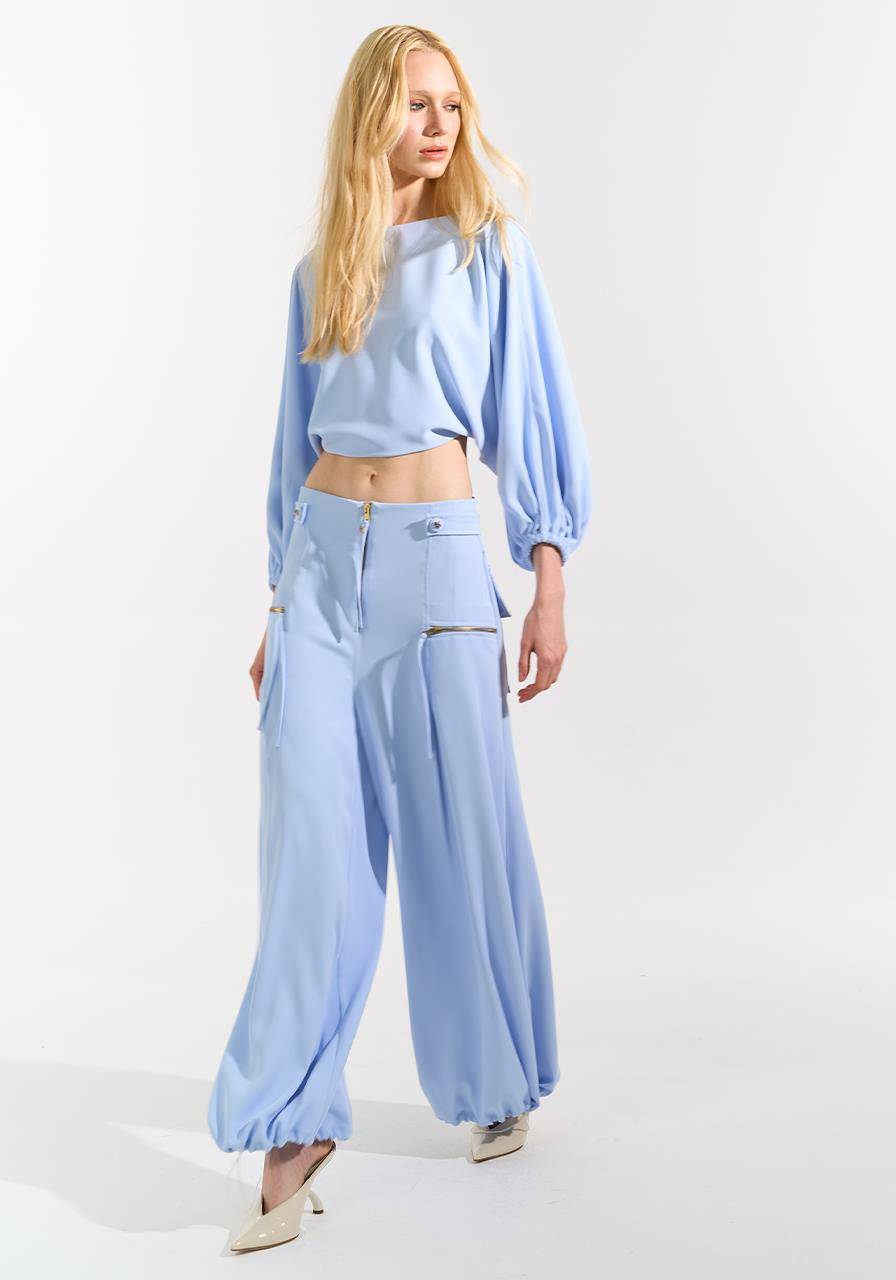 Calça Cos Estruturado - Azul Claro CAL0194AZCL