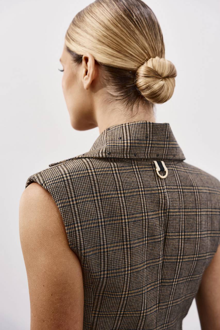 Blazer Cropped Sem Manga - Pied Poule BLZ0023- PIED