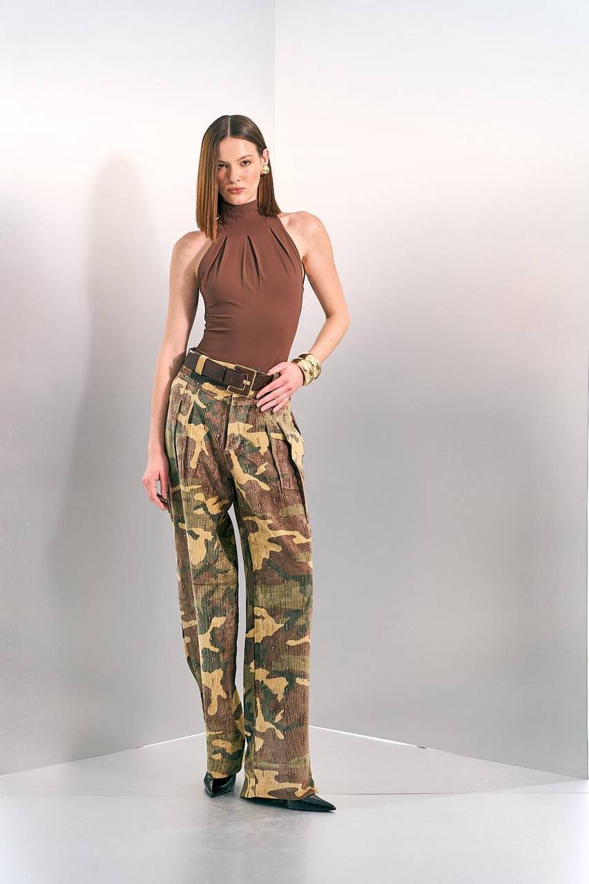 Body Gola Alta Com Pregas - Marrom BOD2011MRO