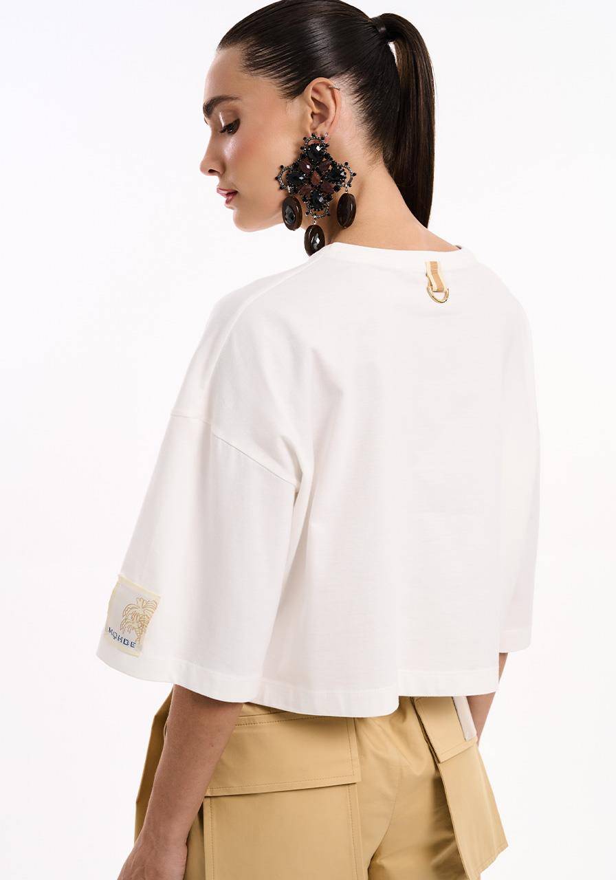 T.shirt Algodão Ampla - Off White BLU2150OFF