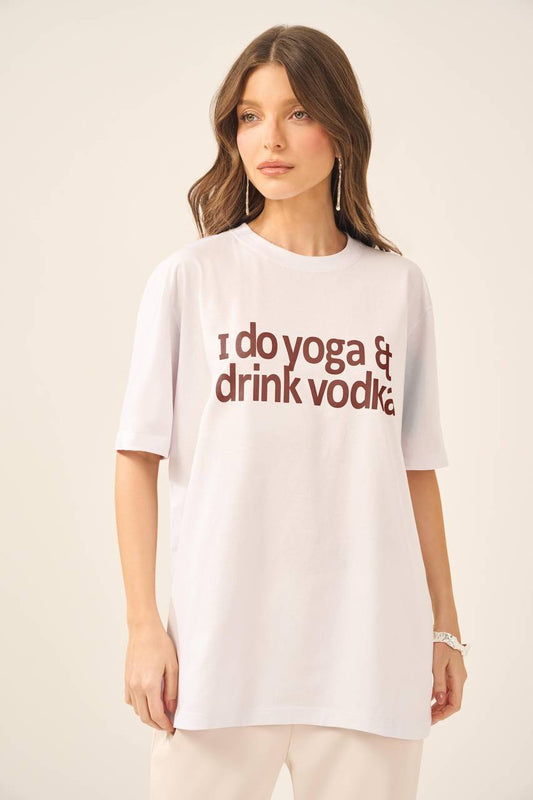 Tshirt Yoga - Branco/marrom BLU0005BR/MRO