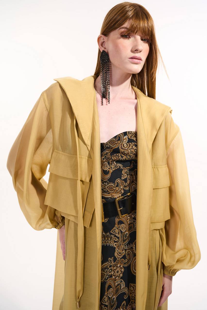 Casaco Trench Coat C/ Capuz Leve Transparência - Banoffe CAS0017- BANOFFE