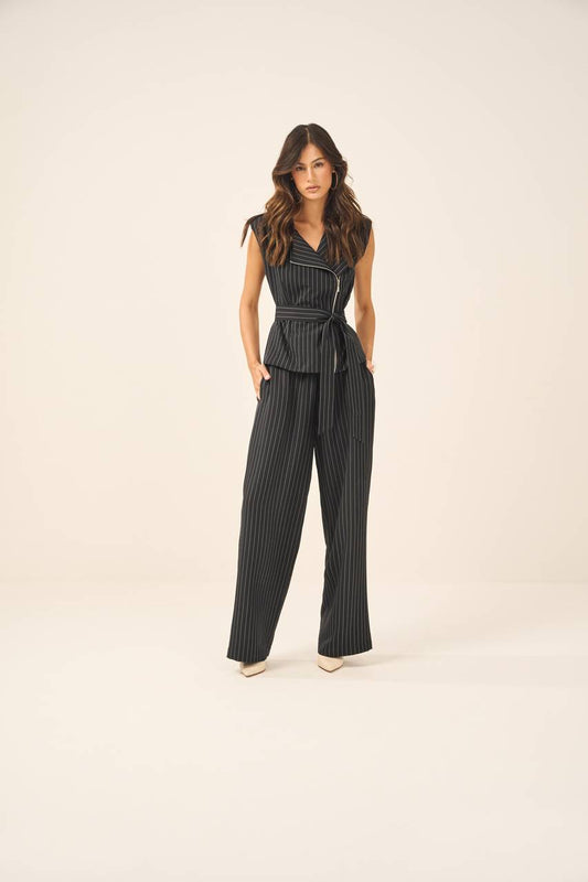 Conjunto Colete Calça Risca Giz - Preto CJT0013PTO