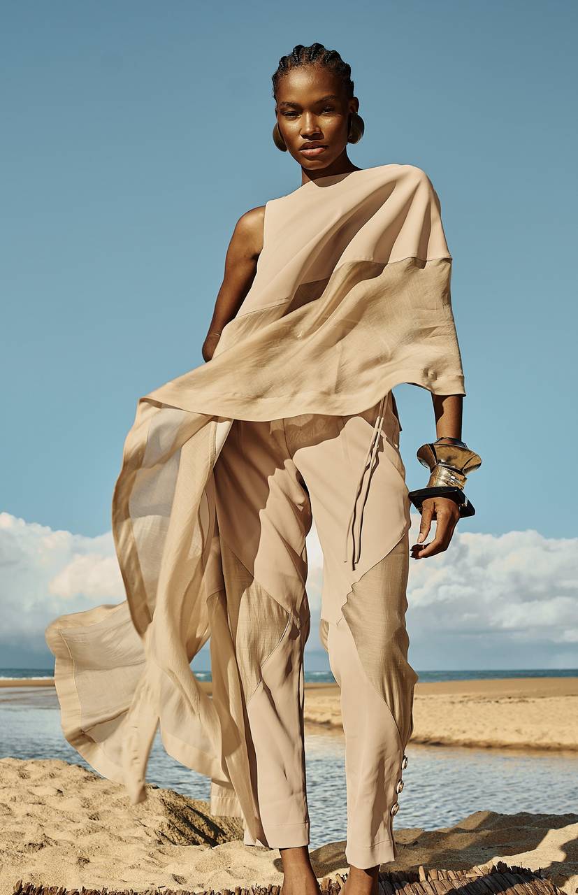 Vestido Longuete Crepe C/ Transparência - Bege VES0032BEG