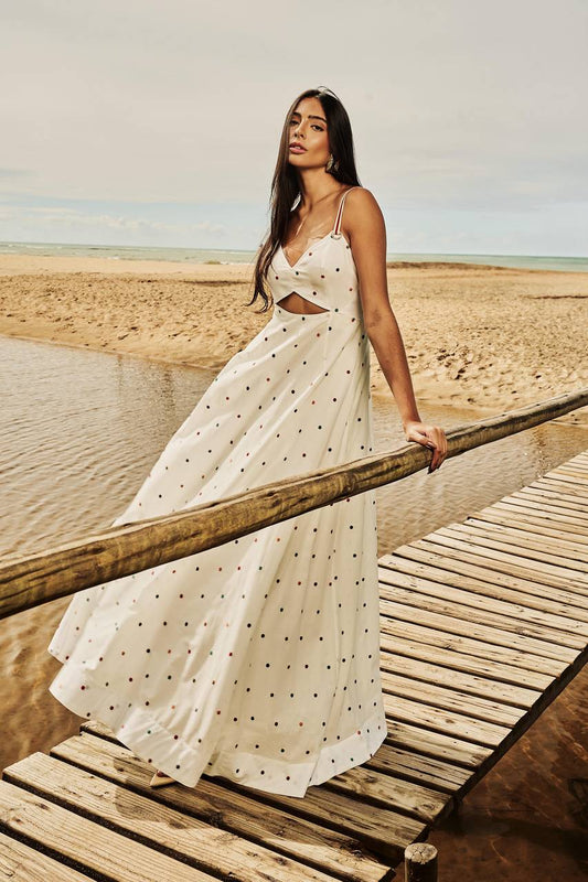 Vestido Algodão Poá - Off White VES0020OFF