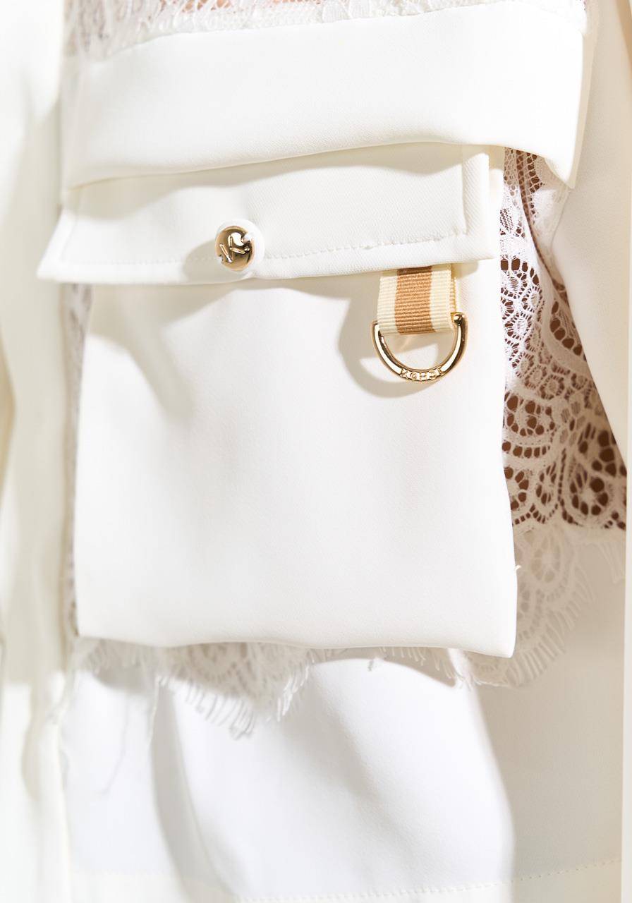 Camisa Manga Longa Com Renda - Off White CAM0056OFF