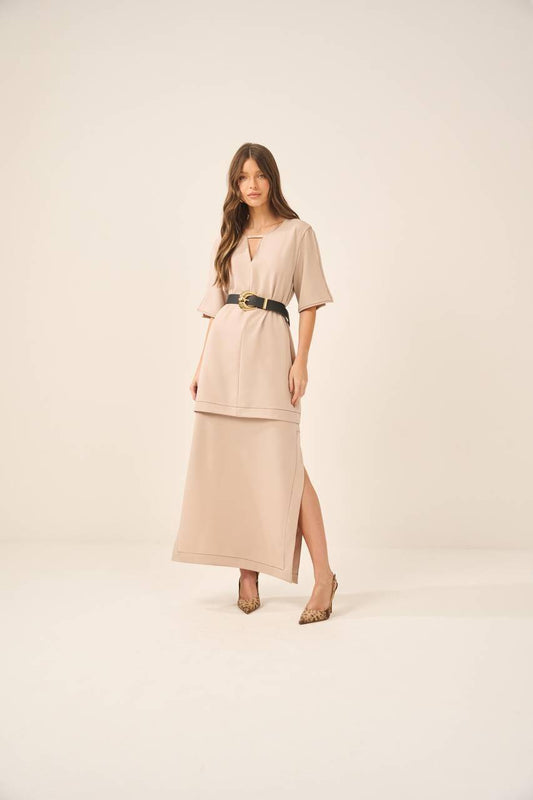 Conjunto Saia E Tunica Crepe - Areia CJT0002-ARE