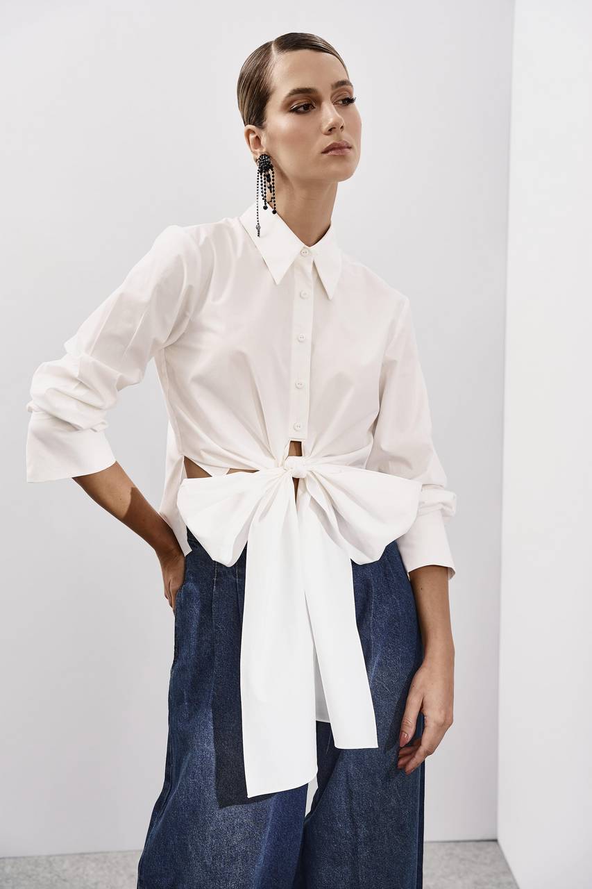 Camisa Amarração Laço - Off White CAM0032OFF