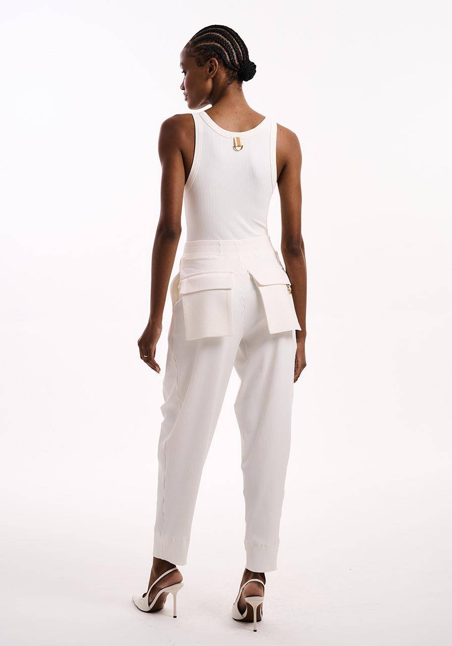 Calça Slouch Canelado - Off White CAL2151OFF