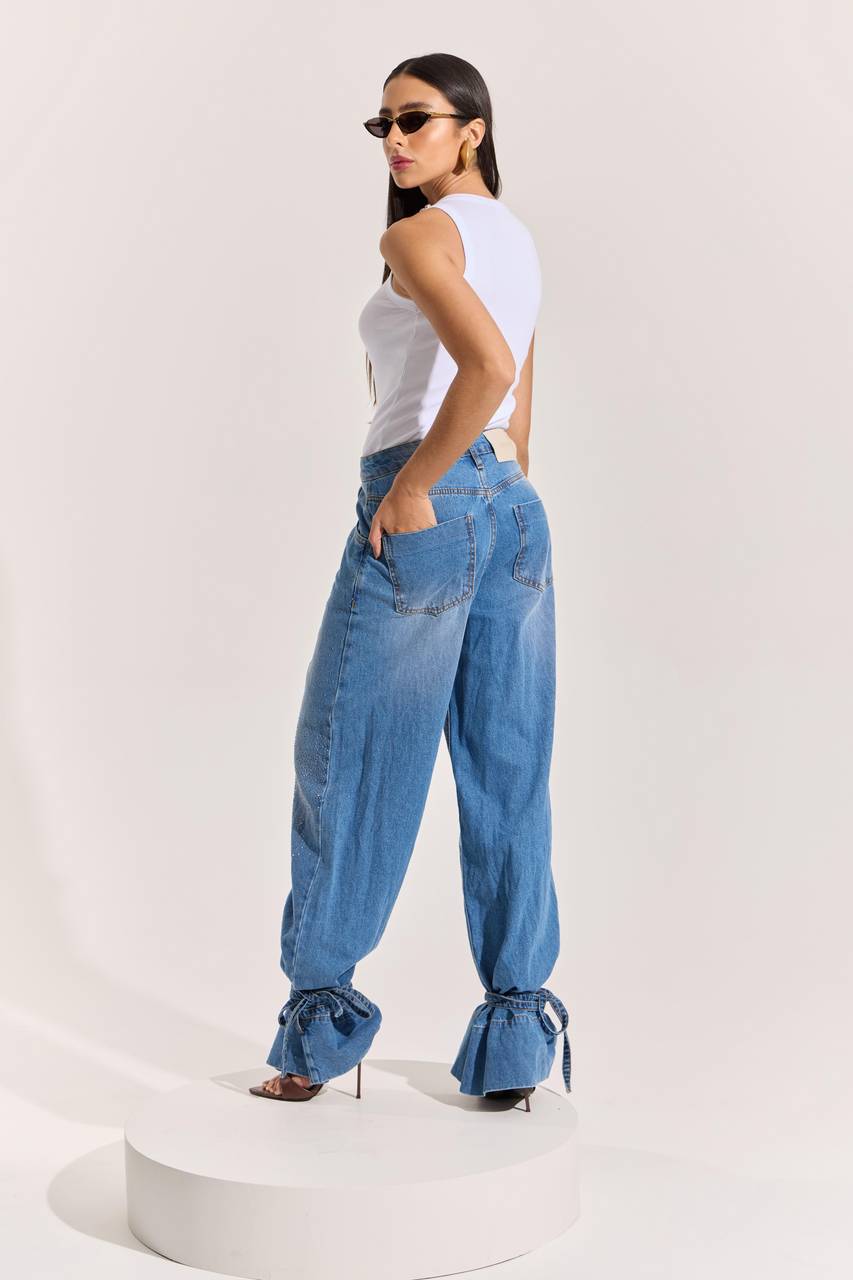Calça Wide Leg Com Transfer - Jeans CAL0090JEA