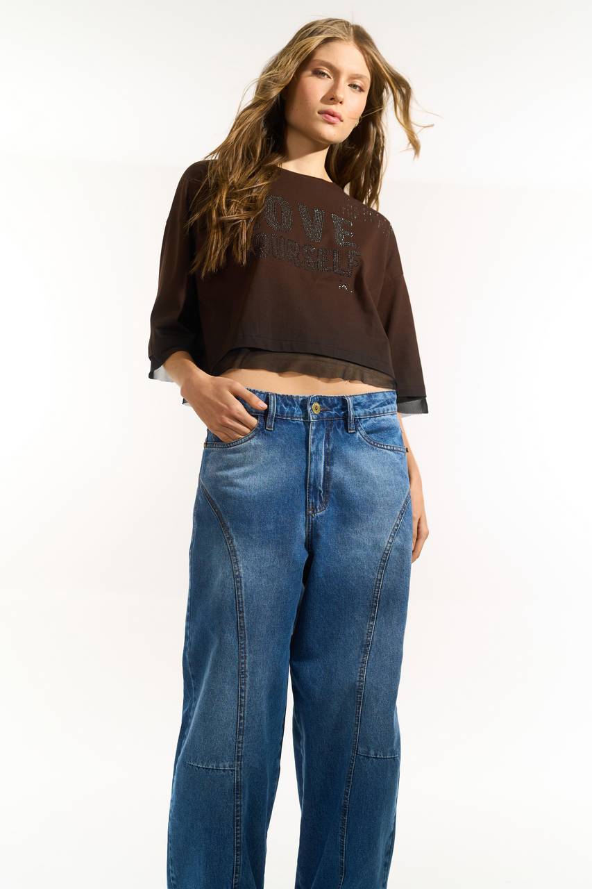 T.shirt Love Yourself - Marrom BLU0159MRO